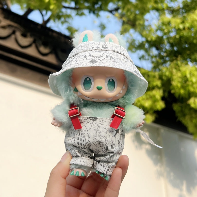 Labubu doll clothes  - Mickey Graffiti Overalls 2-Piece Set